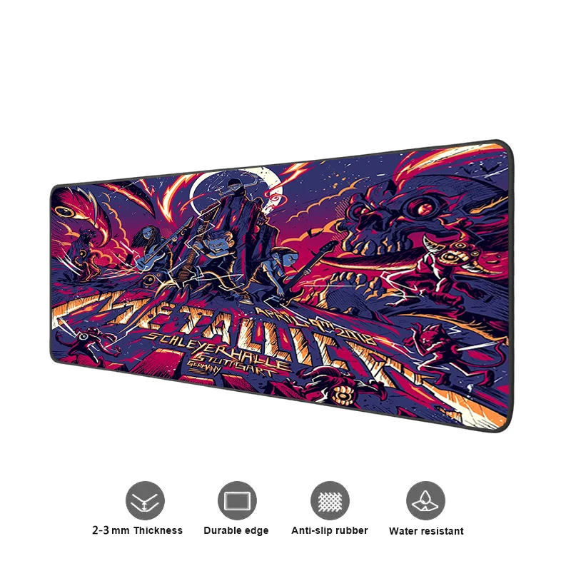 M Metallica Tapete de Mesa Grande Esteiras Mouse Pad Velocidade Computador Mesa Teclado Jogos Deskpad PC 1 - Metallica Band Store